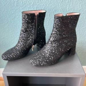Black sparkly booties with 2 inch heel